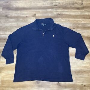 Polo Ralph Lauren 1/4 Zip Pullover Sweater Mens 1XL Big Navy Blue Academia‎